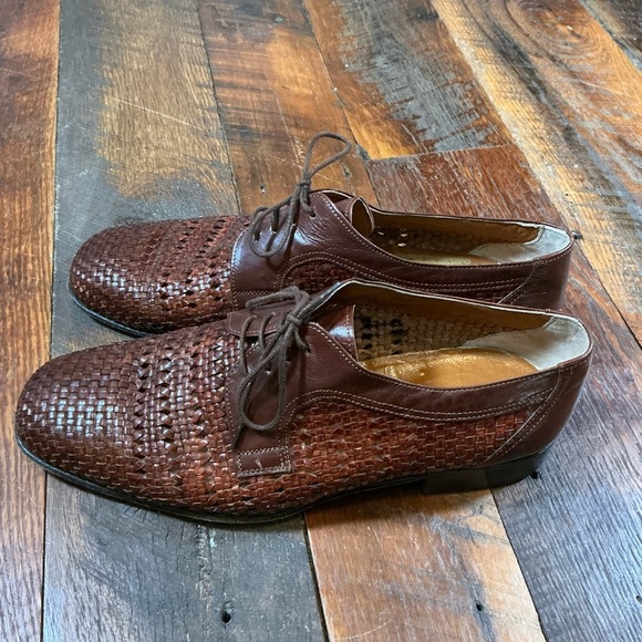 a. testoni Handmade Woven Leather Derby Shoes Brown EU 45 (US 12) –Made in Italy main image 11